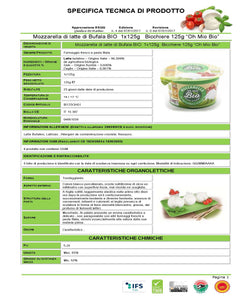 Mozzarella di Bufala Campana D.O.P. Oh Mio Bio biologica Bicchiere 125g - Prodotti per pizzerie e ristoranti